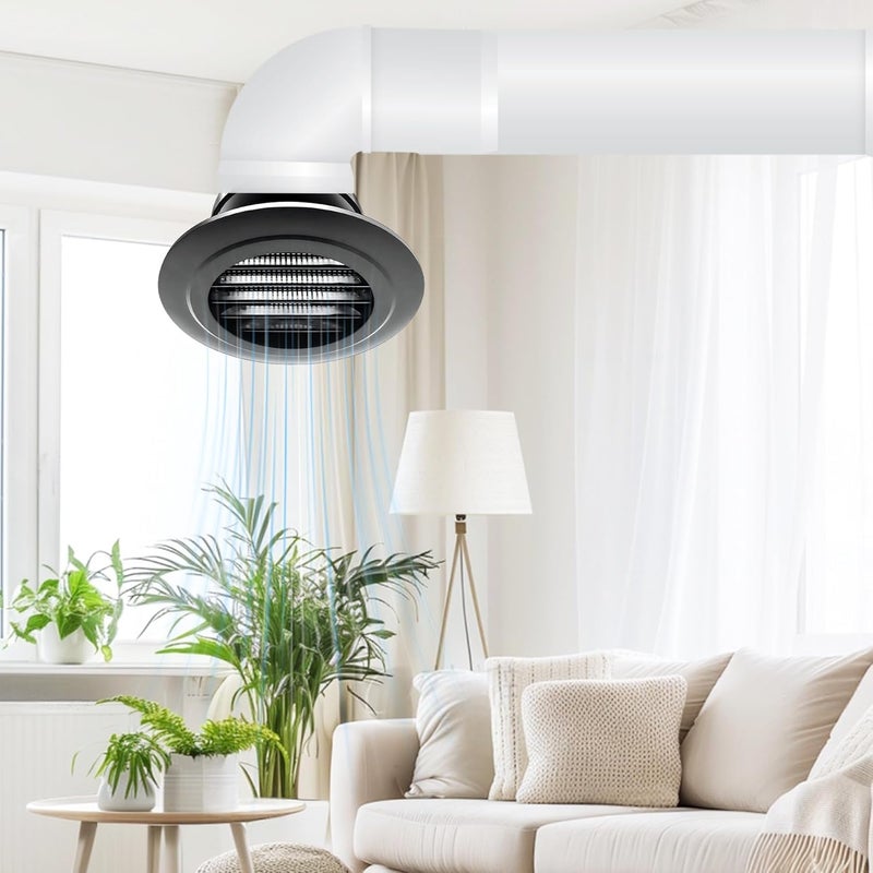 ZZHypGr 3inch Soffit Vent for Exhaust Fan with Built-in Mesh Screen, Black Round Soffit Exhaust Vent Cover ABS Louver Grille Cover, Dryer Vent for Bathroom Office Kitchen - Image 4